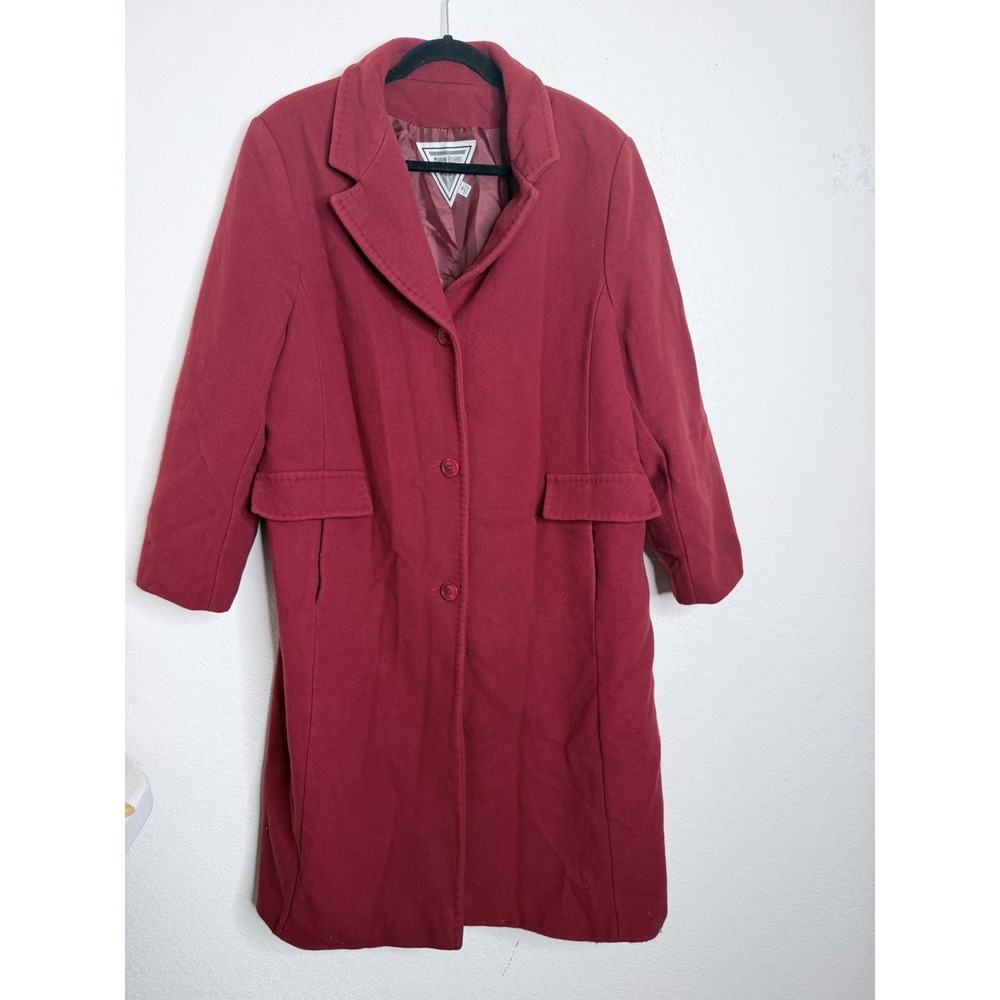 Vintage Marvin Richards Women's 18 Red Wool Cashmere Blend Long Maxi Coat